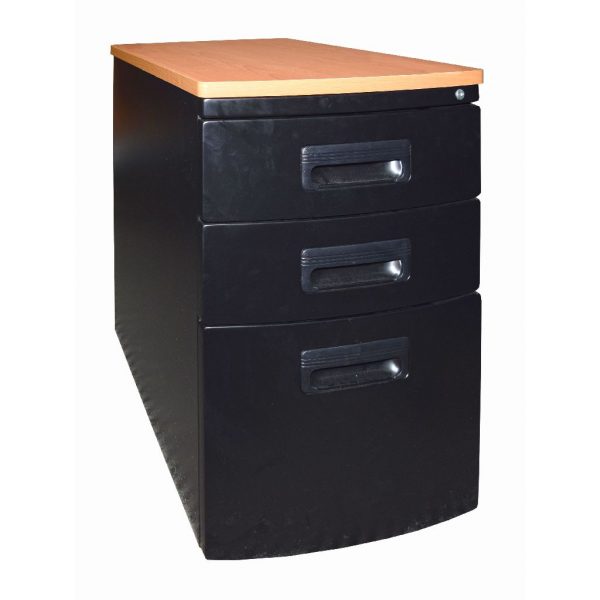 Santos 3 Drawer Mobile Pedestal Unit Black Wood Grain